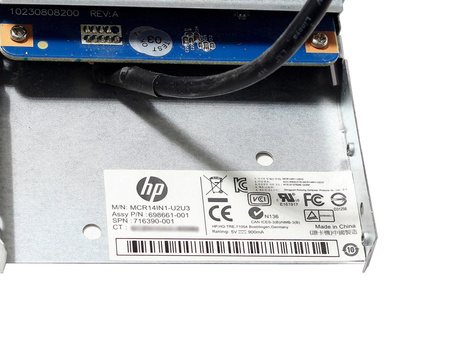 Czytnik kart pamięci HP wewnętrzny 5.25" MCR14IN1-U2U3, obsługa kart CF I/II, SD/HC/XC/UHS-I, MS PRO/MS PRO DUO