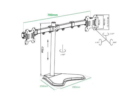 Uniwersalna noga biurkowa na 2 monitory