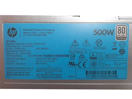 Zasilacz HP HSTNS-PC40 500W (723594-001) HP PROLIANT DL360 G9, DL380 G9, ML350 G9