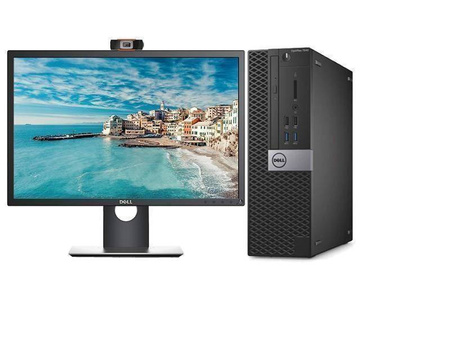 Zestaw Dell Komputer 7040sf + Monitor Dell 21.5" + Kamera internetowa + Głośniki 2.0 + Słuchawki z mikrofonem, Intel Core i3 VI-GEN, 4GB, 480GB SSD, DVD, Windows 10 Pro, 3 lata gwarancji