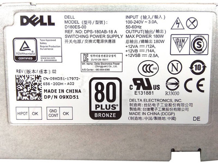 Zasilacz Dell D180ES-00 180W (09XD51) Dell Optiplex 3040/5040/7040 SFF