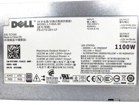 Zasilacz DELL Z1100P-00 1100W (03MJJP) Dell PowerEdge R510 R810 R910 T710