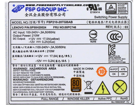 Zasilacz LENOVO FSP210-20TGBAB 210W (00PC746) Lenovo ThinkCentre M710 M910 SFF