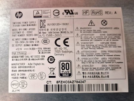 Zasilacz HP APG001 180W (902815-004) AiO HP EliteOne 800 G3 / 800 G4