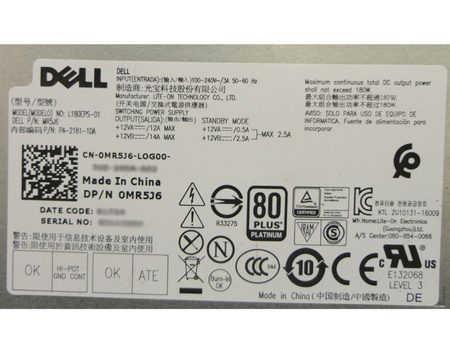 Zasilacz Dell L180EPS-01 180W (0MR5J6) Dell Optiplex 3050/5050/7050 SFF
