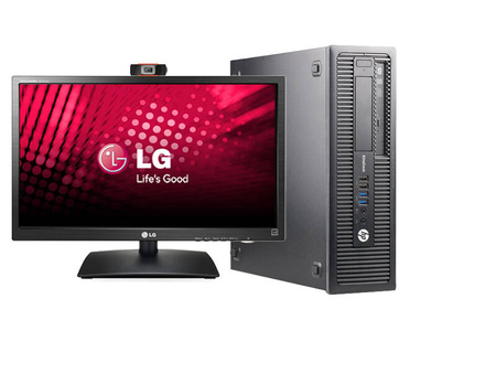 Zestaw Komputer HP 800 G1 SFF + LG 23CAV42K 23" + Kamera internetowa + Głośniki 2.0 + Słuchawki z mikrofonem, Intel Core i3 IV-GEN, 4GB, 250GB, DVDRW, Windows 10 Pro, 3 lata gwarancji