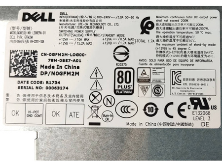 Zasilacz Dell L200EPA-01 200W (0GFM2M) Dell AiO Optiplex 7450