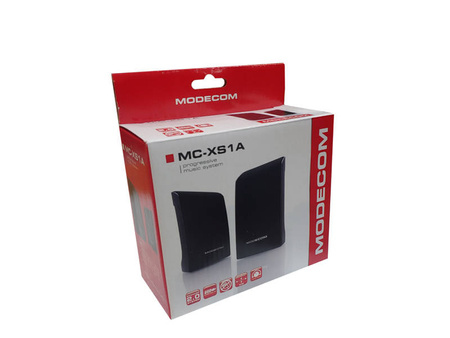 Głośniki komputerowe 2.0 MODECOM, USB, mini jack, regulacja głośności, czarne (MC-XS1A), NOWE