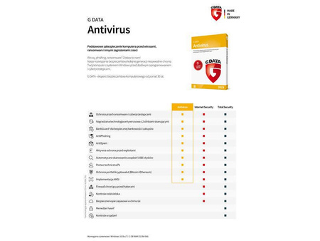 Program antywirusowy G DATA AntiVirus BOX 1PC 1 ROK