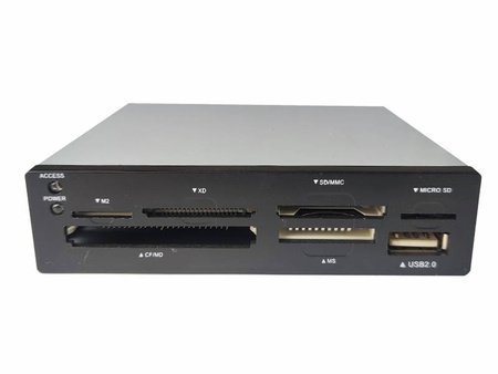 Czytnik kart pamięci wewnętrzny 3.5" obsługa kart M2, XD, SD/MMC, Micro SD, CompactFlash/MD, Memory Stick, USB 2.0