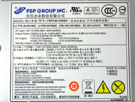 Zasilacz LENOVO FSP240-50SBV 240W (54Y8826) Lenovo M81 M90 M91p