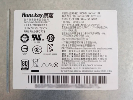 Zasilacz Lenovo Huntkey HK280-21PP 180W (np. 00PC773/ SP50H29555) Lenovo M920 Tower