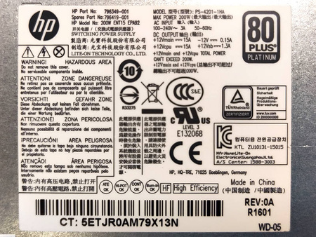 Zasilacz HP PS-4201-1HA 200W (796349-001) HP 400 600 800 G2 SFF