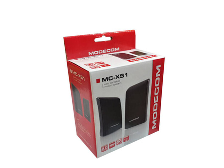 Głośniki komputerowe 2.0 MODECOM, USB, mini jack, czarne (MC-XS1), NOWE