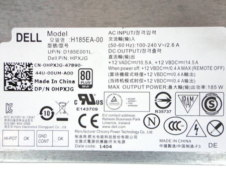 Zasilacz Dell H185EA-00 185W (0HPXJG) Dell AiO Optiplex 9030 / Insprion 5348