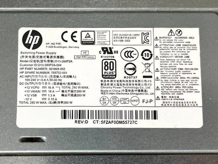 Zasilacz HP D13-280P2A 280W (901909-002) HP 600 800 G2 Tower