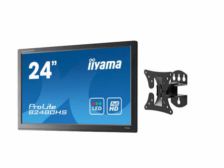 Monitor 23.6" LED iiyama B2480HS 1920x1080 HDMI DVI VGA, głośniki, (US), 3 lata gwarancji