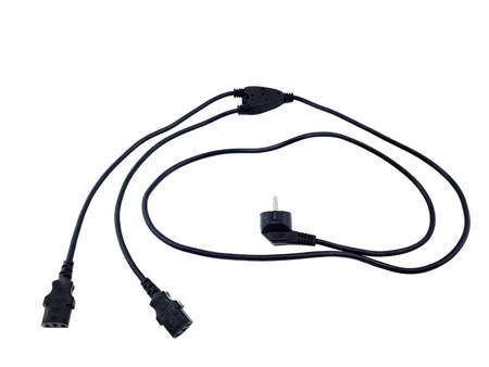 Pakiet 100 szt. Kabel zasilający komputerowy podwójny / rozgałęźnik (2x C13), 10A, 2m, NOWY